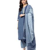 Blue floral print cotton salwar