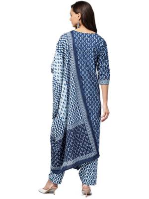 Blue floral print cotton salwar 2