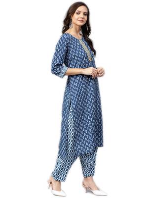 Blue floral print cotton salwar 5