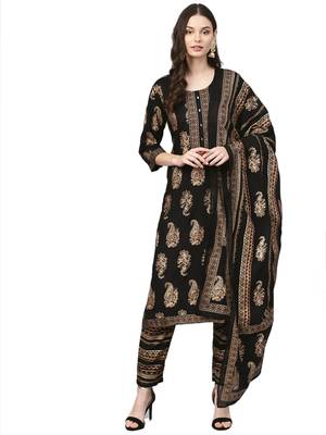 Black printed rayon salwar 1