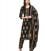 Black printed rayon salwar