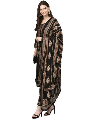 Black printed rayon salwar 3