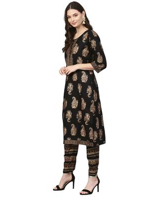 Black printed rayon salwar 5