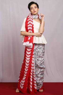multicolor Floral Ecstasy Cotton Saree with blouse 1
