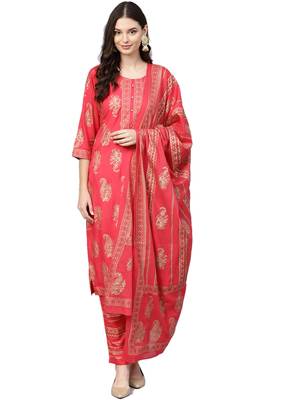 Orange printed rayon salwar 1