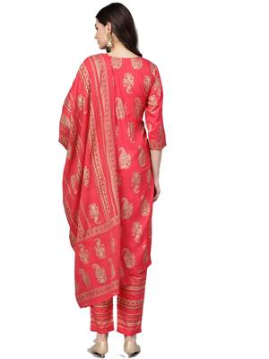 Orange printed rayon salwar 2
