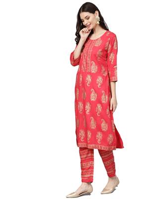 Orange printed rayon salwar 3