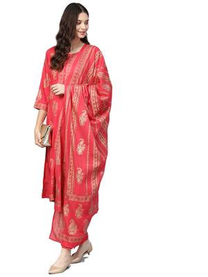 Orange printed rayon salwar 5