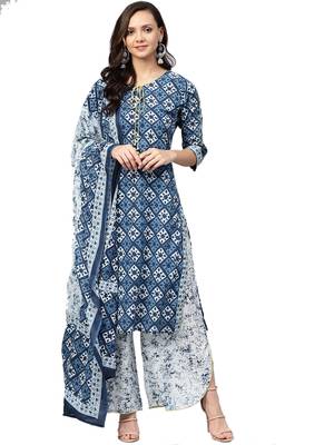 Blue printed cotton salwar 1