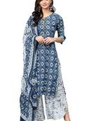 Blue printed cotton salwar