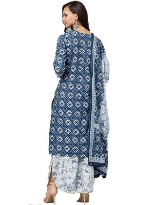 Blue printed cotton salwar 2