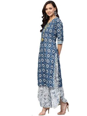 Blue printed cotton salwar 3