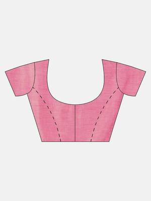 Pink woven art silk saree with blouse 5
