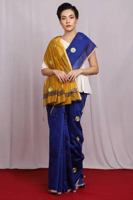 blue Embroidered Polished Poise Saree with blouse 1