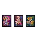 Set of 3 Radha Krishna Matt Textured UV Art Painting