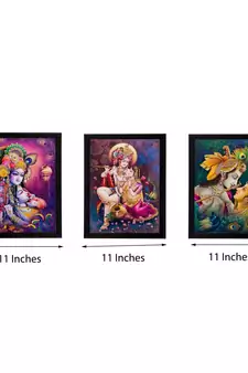 Set of 3 Radha Krishna Matt Textured UV Art Painting