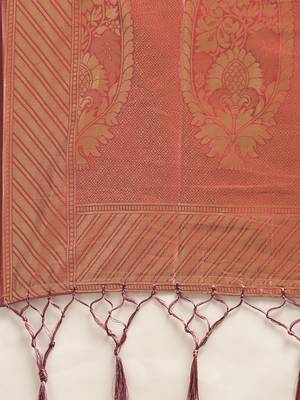 orange woven art silk saree with blouse 3