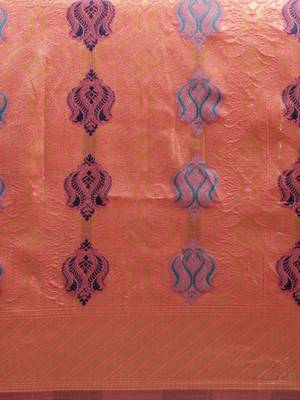 orange woven art silk saree with blouse 4