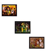 Set of 3 Radha Krishna Matt Textured UV Art Painting