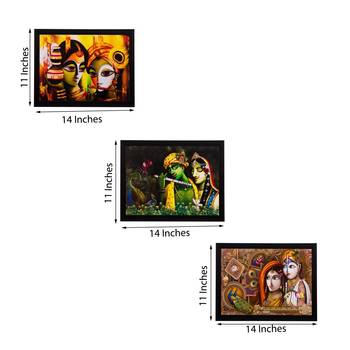 Set of 3 Radha Krishna Matt Textured UV Art Painting 2