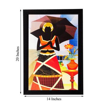 Abstract Lady with Umbrella Matt Textured UV Art Painting 3