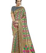 Grey woven art silk saree with blouse