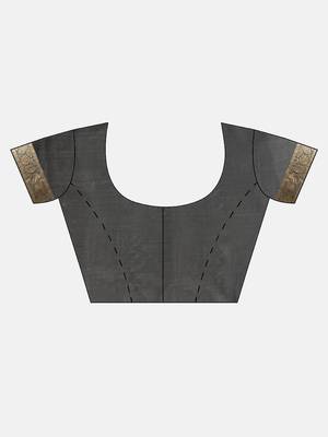 Grey woven art silk saree with blouse 5