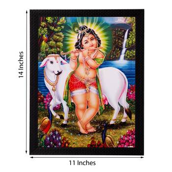 Ball Krishna Playing Flute Matt Textured UV Art Painting 2