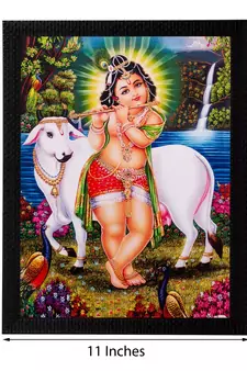 Ball Krishna Playing Flute Matt Textured UV Art Painting