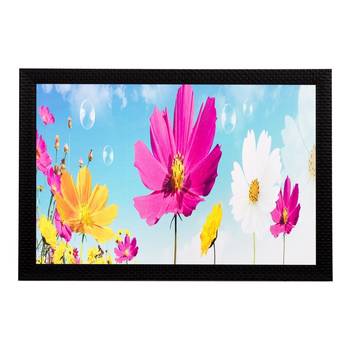 Pink Yellow Flowers Matt Textured UV Art Painting 1