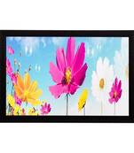 Pink Yellow Flowers Matt Textured UV Art Painting