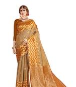 Mustard woven art silk saree with blouse