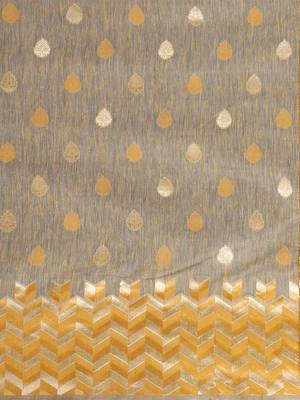Mustard woven art silk saree with blouse 4