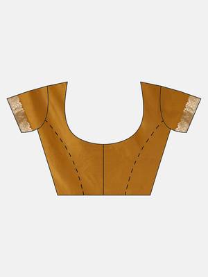 Mustard woven art silk saree with blouse 5