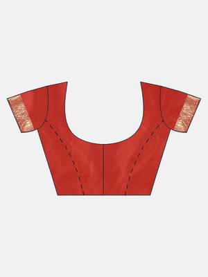 Orange woven art silk saree with blouse 5