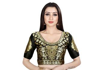 Yellow plain georgette saree with blouse 4