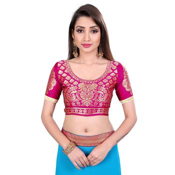 Sky blue plain georgette saree with blouse 5