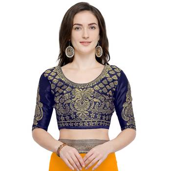 Yellow plain georgette saree with blouse 4