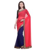 Pink plain georgette saree with blouse