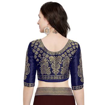 Maroon plain georgette saree with blouse 5