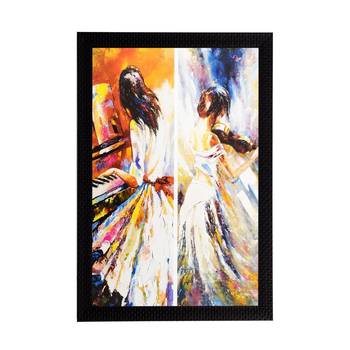 Girl Playing Piano Matt Textured UV Art Painting 1