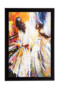 Girl Playing Piano Matt Textured UV Art Painting