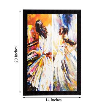 Girl Playing Piano Matt Textured UV Art Painting 3