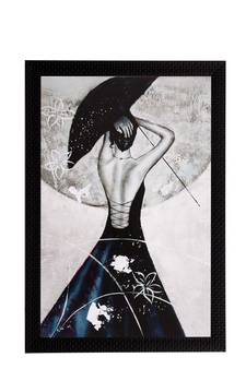 Black & White Girl Matt Textured UV Art Painting