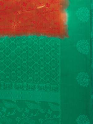 Red woven art silk saree with blouse 2
