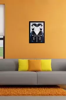 Woman Mirror Image View Matt Textured UV Art Painting