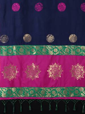 blue woven art silk saree with blouse 3