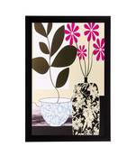 Botanical Black & Pink Flower Matt Textured UV Art Painting