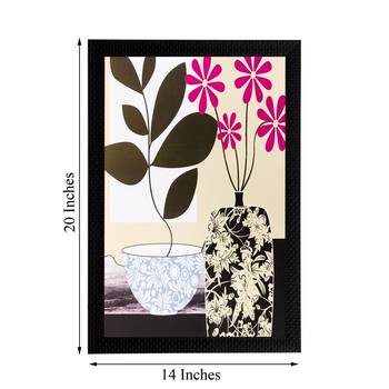 Botanical Black & Pink Flower Matt Textured UV Art Painting 3