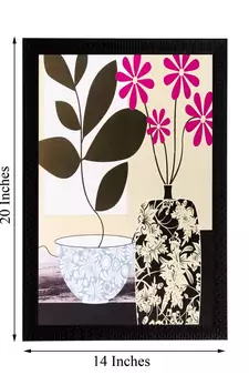 Botanical Black & Pink Flower Matt Textured UV Art Painting
